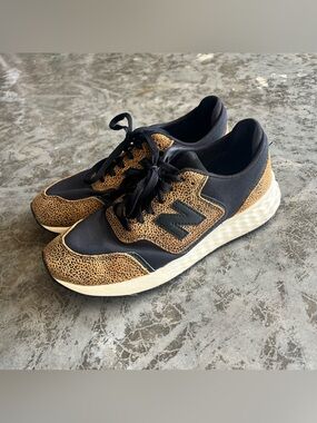 New Balance Black and Cheetah Print Sneakers